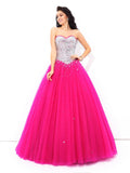 Ball Gown Beading Sweetheart Sleeveless Long Satin Quinceanera Dresses TPP0003042
