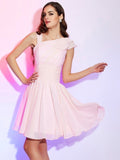 A-Line/Princess Sleeveless Pleats Short Chiffon Homecoming Dresses TPP0008852