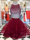 A-Line/Princess Scoop Sleeveless Organza Beading Short/Mini Homecoming Dresses TPP0008751