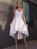 A-Line/Princess Sweetheart Lace Ruffles Sleeveless Asymmetrical Homecoming Dresses TPP0004434