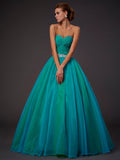 Ball Gown Sweetheart Sleeveless Long Beading Organza Quinceanera Dresses TPP0009092