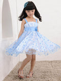 A-line/Princess Straps Sleeveless Hand-made Flower Short Tulle Flower Girl Dresses TPP0007811