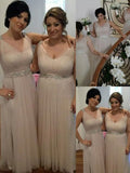 A-Line/Princess V-neck Sleeveless Floor-Length Chiffon Bridesmaid Dresses TPP0005425