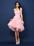A-Line/Princess Sweetheart Pleats Bowknot Sleeveless Short Chiffon Bridesmaid Dresses TPP0005328