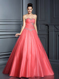 Ball Gown Sweetheart Beading Sleeveless Long Net Quinceanera Dresses TPP0003682