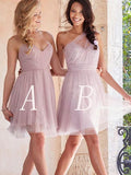 A-Line/Princess Tulle Sleeveless Short/Mini Bridesmaid Dresses TPP0005268