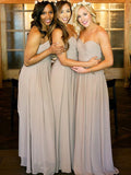 A-Line/Princess Sweetheart Sleeveless Floor-Length Chiffon Bridesmaid Dresses TPP0005468
