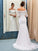 Trumpet/Mermaid Off-the-Shoulder 1/2 Sleeves Lace Sweep/Brush Train Wedding Dresses TPP0006296