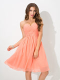 A-Line/Princess Sweetheart Pleats Sleeveless Short Chiffon Bridesmaid Dresses TPP0005313