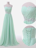 A-Line/Princess Sleeveless Sweetheart Floor-Length Beading Chiffon Bridesmaid Dresses TPP0005129