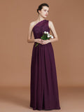 A-line/Princess One-Shoulder Lace Chiffon Sleeveless Floor-Length Bridesmaid Dresses TPP0005725