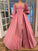 A-Line/Princess Long Sleeves Square Ruffles Satin Floor-Length Dresses TPP0001424