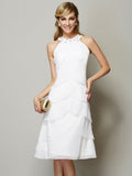 Sheath/Column Bateau Sleeveless Beading Short Chiffon Bridesmaid Dresses TPP0005163
