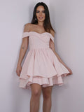 A-Line/Princess Stretch Crepe Ruffles Off-the-Shoulder Sleeveless Short/Mini Dresses TPP0004832