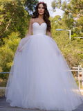 Ball Gown Tulle Sweetheart Sleeveless Sweep/Brush Train Wedding Dresses TPP0005951