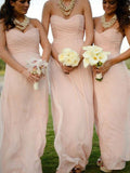A-Line/Princess Sweetheart Sleeveless Floor-Length Chiffon Bridesmaid Dresses TPP0005473