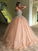 Ball Gown V-neck Sleeveless Floor-Length Beading Tulle Dresses TPP0001470