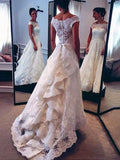 A-Line/Princess Scoop Lace Sweep/Brush Train Sleeveless Wedding Dresses TPP0006093