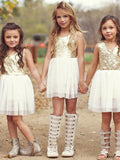 A-Line/Princess Scoop Tulle Ruffles Sleeveless Short/Mini Flower Girl Dresses TPP0007815