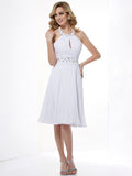 A-Line/Princess Halter Sleeveless Beading Short Chiffon Bridesmaid Dresses TPP0005780