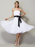 A-Line/Princess Strapless Sleeveless Sash/Ribbon/Belt Short Chiffon Bridesmaid Dresses TPP0005101