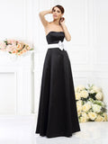A-Line/Princess Strapless Sash/Ribbon/Belt Sleeveless Long Satin Bridesmaid Dresses TPP0005754