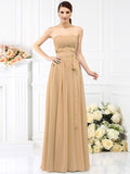 A-Line/Princess Strapless Sash/Ribbon/Belt Sleeveless Long Chiffon Bridesmaid Dresses TPP0005731
