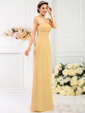 Sheath/Column Strapless Hand-Made Flower Sleeveless Long Chiffon Bridesmaid Dresses TPP0005753
