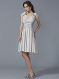 A-Line/Princess Straps Sleeveless Pleats Short Chiffon Bridesmaid Dresses TPP0005641