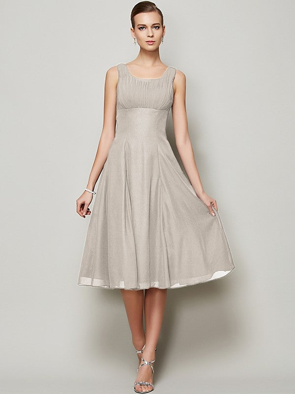A-Line/Princess Straps Sleeveless Pleats Short Chiffon Bridesmaid Dresses TPP0005093