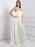 A-Line/Princess Strapless Sleeveless Ruffles Long Chiffon Bridesmaid Dresses TPP0005555