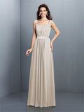 A-Line/Princess Square Pleats Sleeveless Long Chiffon Bridesmaid Dresses TPP0005726