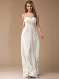 Sheath/Column Sweetheart Sleeveless Long Beading Ruffles Chiffon Bridesmaid Dresses TPP0005772