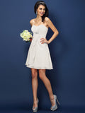 A-Line/Princess Sweetheart Beading Sleeveless Short Chiffon Bridesmaid Dresses TPP0005052