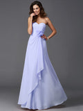 A-Line/Princess Sweetheart Hand-Made Flower Sleeveless Long Chiffon Bridesmaid Dresses TPP0005192
