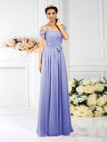 A-Line/Princess Spaghetti Straps Pleats Sleeveless Long Chiffon Bridesmaid Dresses TPP0005293
