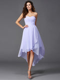 A-Line/Princess Sweetheart Ruffles Sleeveless High Low Chiffon Bridesmaid Dresses TPP0005195