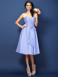 A-Line/Princess Sweetheart Bowknot Sleeveless Short Taffeta Bridesmaid Dresses TPP0005647