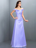 Sheath/Column Off-the-Shoulder Sleeveless Long Satin Bridesmaid Dresses TPP0005332