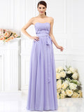 A-Line/Princess Strapless Sash/Ribbon/Belt Sleeveless Long Chiffon Bridesmaid Dresses TPP0005731