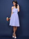 A-Line/Princess Strapless Hand-Made Flower Pleats Sleeveless Short Chiffon Bridesmaid Dresses TPP0005664