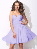 A-Line/Princess Sweetheart Ruffles Sleeveless Short Chiffon Bridesmaid Dresses TPP0005699