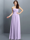 A-Line/Princess Strapless Pleats Sleeveless Long Chiffon Bridesmaid Dresses TPP0005318
