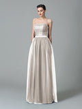 A-Line/Princess Sweetheart Ruffles Sleeveless Long Net Bridesmaid Dresses TPP0005472