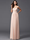 A-Line/Princess Sweetheart Pleats Sleeveless Long Chiffon Bridesmaid dresses TPP0005628