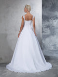 Ball Gown Straps Applique Sleeveless Long Chiffon Wedding Dresses TPP0006560