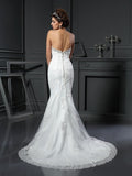 Sheath/Column Sweetheart Beading Sleeveless Long Net Wedding Dresses TPP0006493