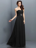 A-Line/Princess Strapless Pleats Sleeveless Long Chiffon Bridesmaid Dresses TPP0005391