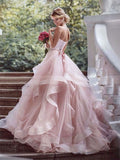 Ball Gown Sweetheart Sleeveless Court Train Layers Organza Wedding Dresses TPP0006467