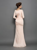Trumpet/Mermaid Bateau Lace 3/4 Sleeves Long Chiffon Mother of the Bride Dresses TPP0007124